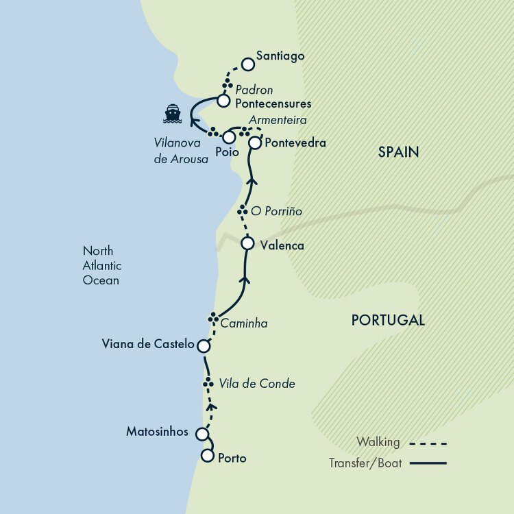 Camino Portugues route from Porto