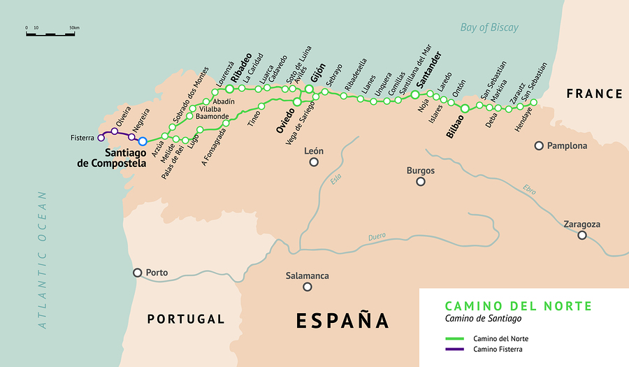 Camino del Norte Route Map