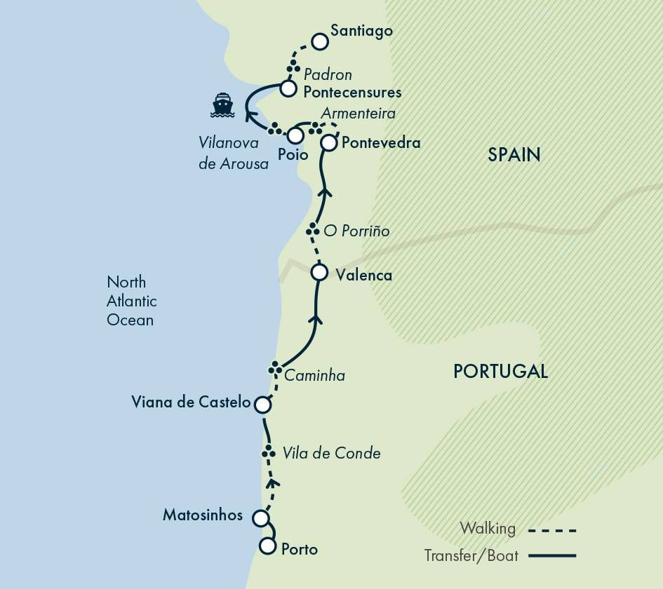 Camino Portugues route from Porto