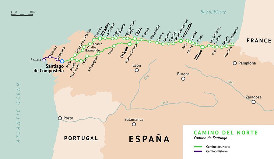 Camino del Norte Route Map Camino del Norte Route Map