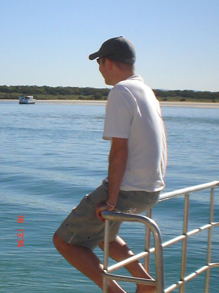 Me sitting on the pontoon looking out at the Noosa river